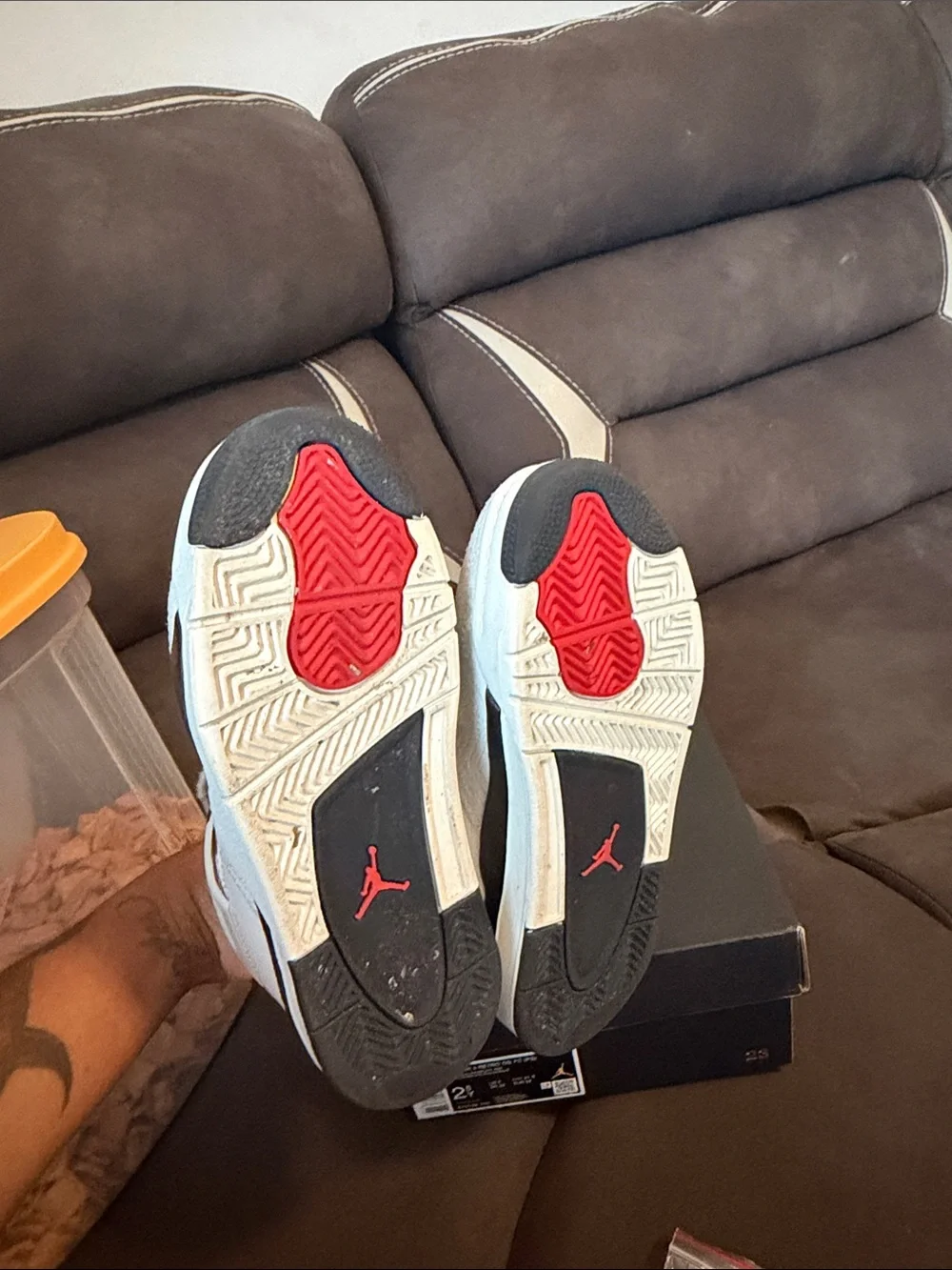 Jordan 4 retro Kids White, Grey & Red Retro Sneakers
